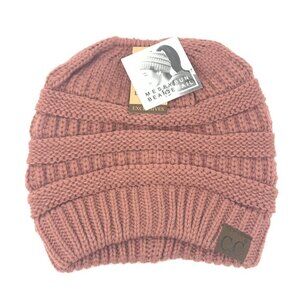 C&C Originals Messy Bun Beanie tail in Mauve NWT